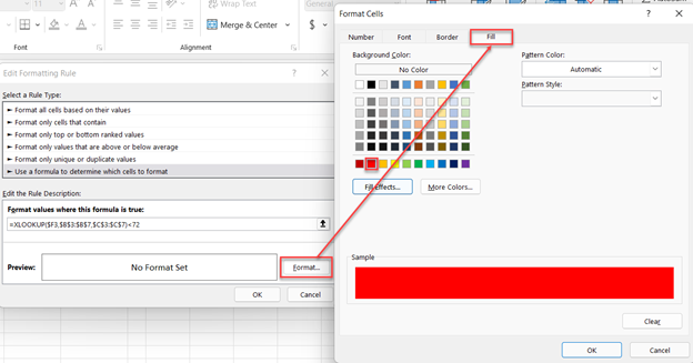 Xlookup apply conditional formatting step5