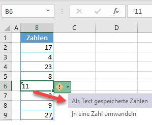 Zahl als Text sortieren 1a