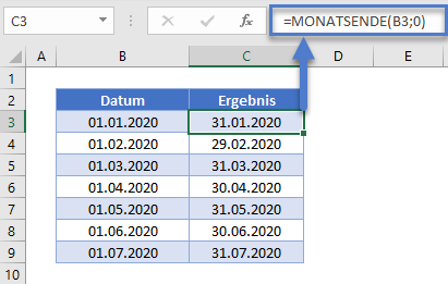 anzahl arbeitstage monat monatsende funktion