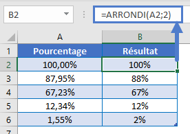 arrondir pourcentages deux chiffres decimale