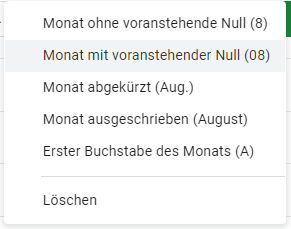 benutzerdefinierte datumsformate optionen google sheets