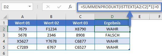 bereich enthaelt text summenprodukt isttext mal eins