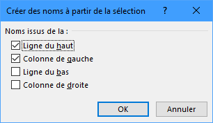 boite dialogue case cocher creer des noms selection