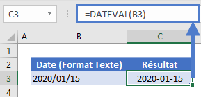 convertir date texte nombre fonction dateval