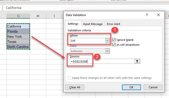 datavalidation settings