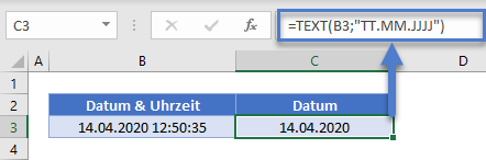 datum uhrzeit aufteilen datumstext