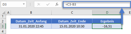 datum zeit subtraktion