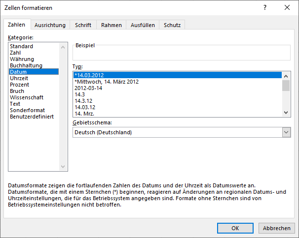 datumsformat aendern zellen formatieren