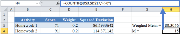 Example Step5 Obtain M in Excel