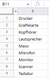 google sheets Dinge alphabetische sortieren fertig