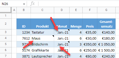 google sheets alle Notizen löschen