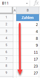 google sheets nach Zahlen sortieren 2a