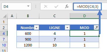 identifier chaque nieme ligne fonction mod avec filtre