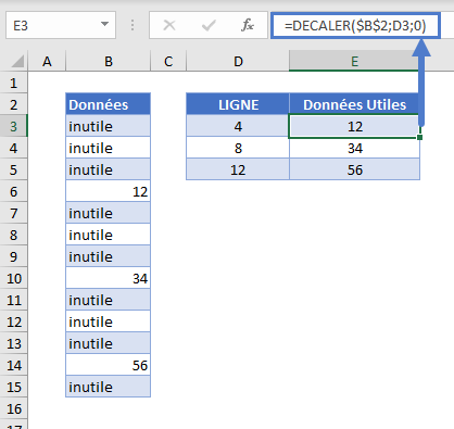 incrementer references cellules fonction decaler