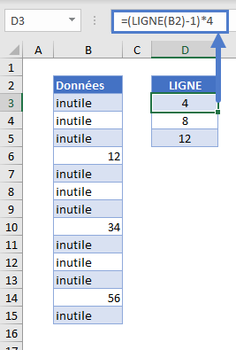 incrementer references cellules fonction ligne