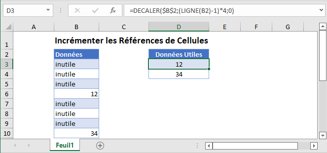 incrementer references cellules fonction principale