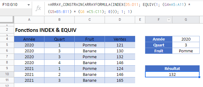 index equiv exemple principal google sheets