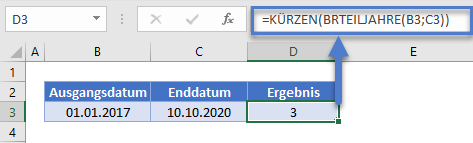 jahre zwischen datumsangaben kuerzen brteiljahre funktion