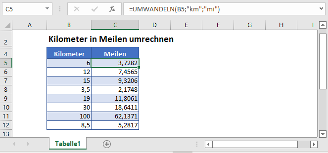 kilometer meilen umrechnen hauptfunktion