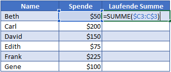 laufende summe berechnen formeleingabe