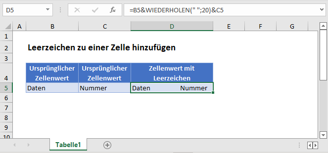 leerzeichen hinzufügen hauptfunktion