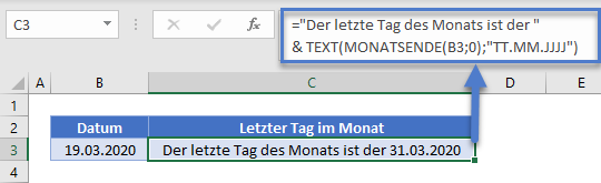 letzter tag monat text monatsende funktion