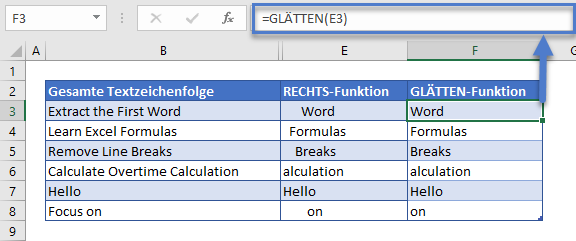 letztes wort extrahieren glätten funktion