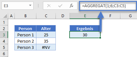 mittelwert fehler ignorieren aggregat funktion