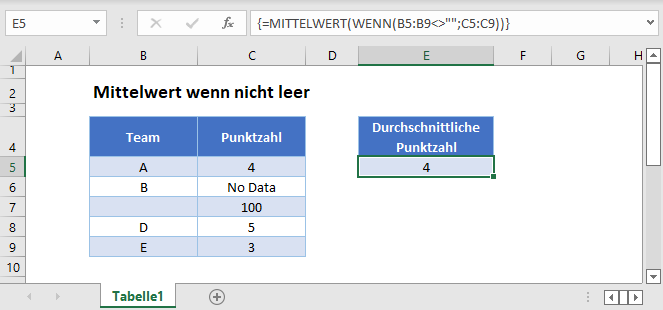 mittelwert wenn nicht leer hauptfkt