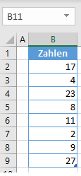 nach Zahlen sortieren Daten 1a