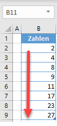 nach Zahlen sortieren Option 2a