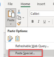 paste special excel paste special