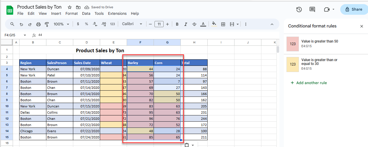paste special gs conditional formatting pasted