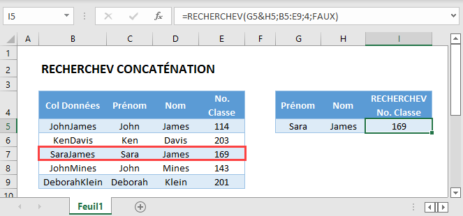 recherchev concatenation fonction principale