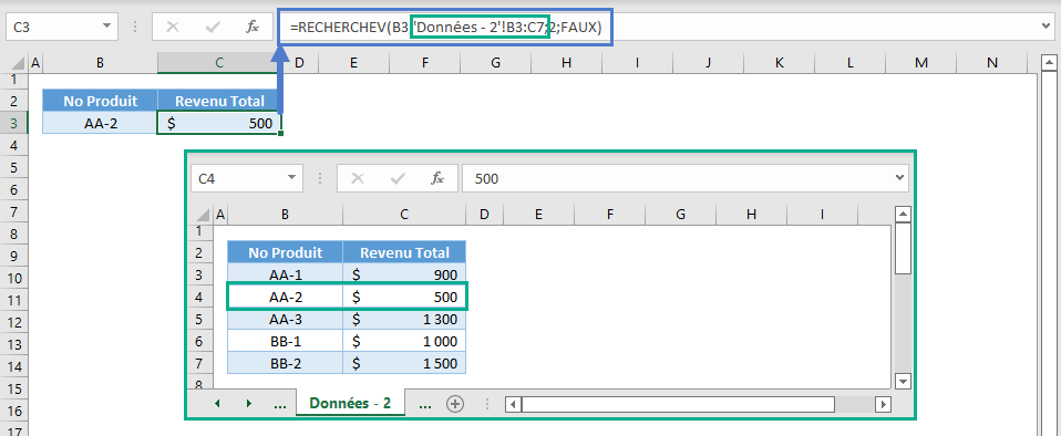 recherchev differentes feuilles reference autre feuille donnees 2