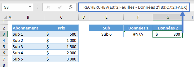 recherchev gestion erreur na plusieures feuilles etape 2