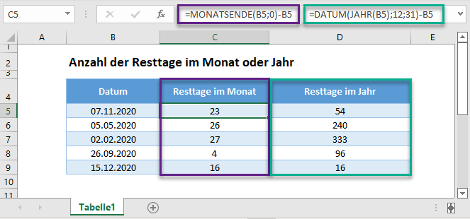 resttage monat jahr hauptfunktion