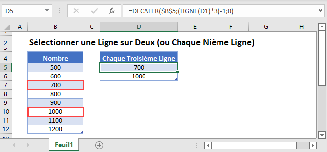 selectionner chaque nieme ligne fonction principale