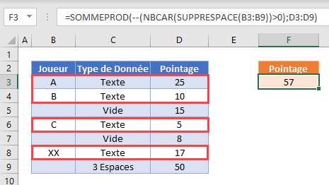 somme si ens non vide fonction nbcar supprespace sommeprod 2