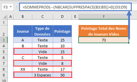 somme si vide methode fonction sommeprod