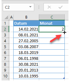 sortieren Datum nach Monaten Formel 2b