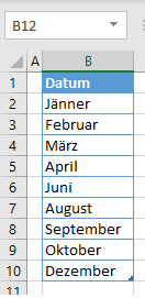 sortieren nach Monat Datum 1a