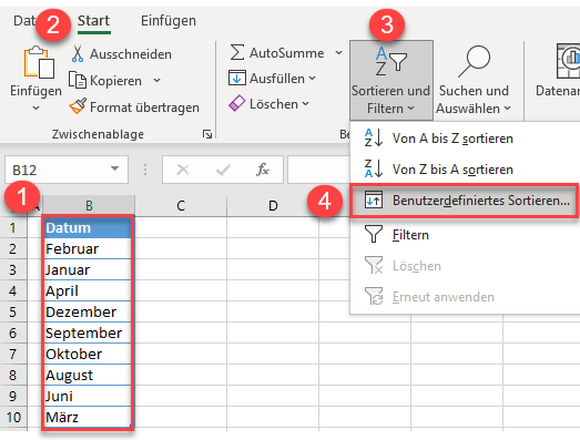 sortieren nach Monaten benutz Sortierung 1a