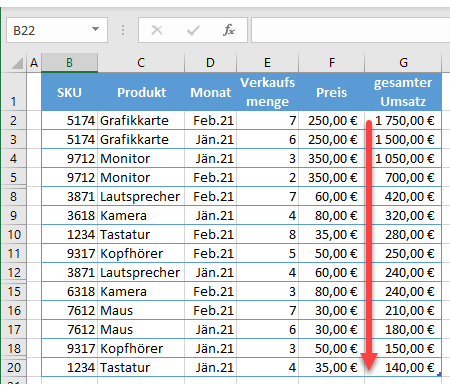 sortieren von Daten 1