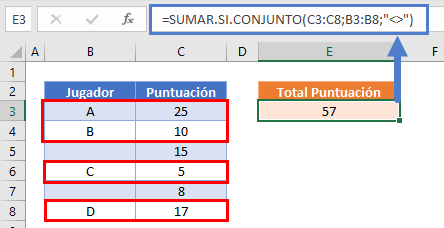 suma si celda no vacía