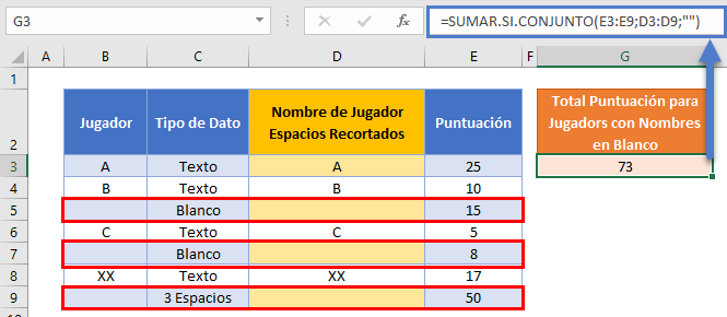 sumar si esta en blanco o con espacios