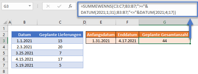 summe wenn datumsbereich summewenns hartcodiert