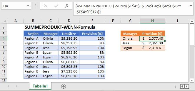 summenprodukt wenn hauptformel