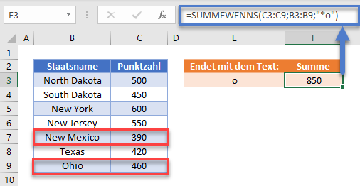 summewenns zelle text ende enthaelt