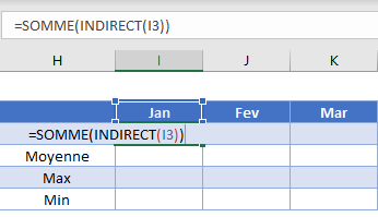 tableau somme plages nommees indirect